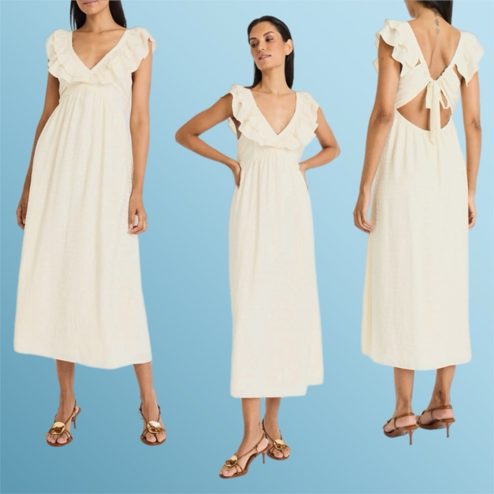 the good journey • ivory ruffle midi dress maxidress s
